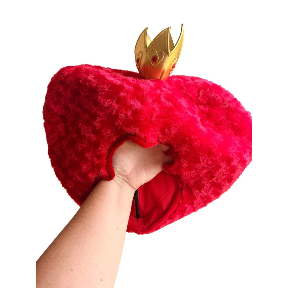 Disney Queen of Hearts Red Plush Wig/Head Piece with Crown Halloween Costume O/S